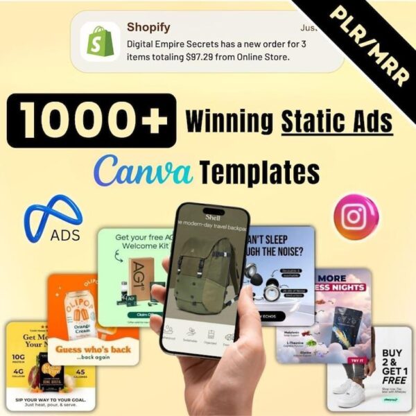 ✨ 1000+ Meta Ad Templates Canva Bundle🔥